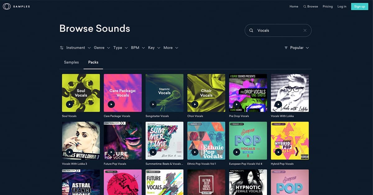 vocal sample pack search